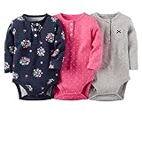 カーターズ Carter's ロンパース ボディスーツ 長袖 3枚組 女の子 綿100% 春秋 3-Pack Long-Sleeve Bodysuits NB (50-55cm) [並行輸入品]