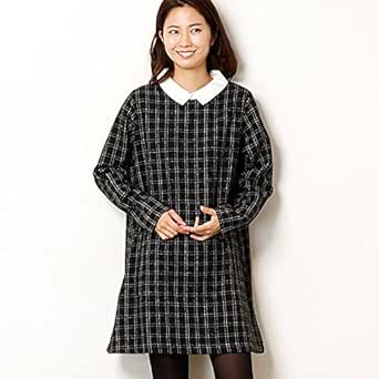 Amazon Co Jp アルシーヴ Archives えり付きワンピース ネイビー M 服 ファッション小物
