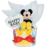 すまいる おむつケーキ ＜ ディズニー ミッキー ぬいぐるみ ＞ 1段 出産祝い ( オムツ パンパース M ) タオル