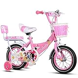 子供用自転車3-7/4-8/6-9ベビーカー14/16/18インチ子供用自転車ハイカーボンスチールフレーム、ピンク (Color : 14 inch pink)