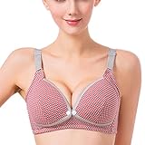 Aivtalk 授乳ブラジャー インナーウェア 妊婦 ブラ ノーワイヤー お肌にやさしい授乳バラジャー 水玉柄 前開き ボタン式 レッド 85C