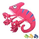 ozgram ドッグトイ カメレオン 犬用 猫用 犬噛むおもちゃ ぬいぐるみ 音が鳴る 歯磨き デンタルケア ストレス解消 【ピンク】