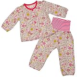 ガールズ|ベビー|パジャマ[PETIT CADEAU]腹巻付長袖パジャマ|上下セット|花柄|寝間着|ニットキルトパジャマ|女の子|女児 95cm MG-モカグレイ