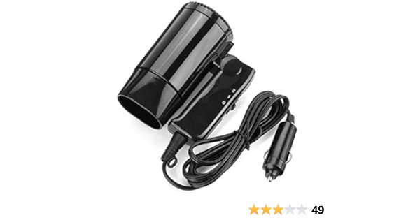 Amazon 車内向け小型ヘアドライヤー 12vシガー電源専用 温風ドライヤー 折り畳み式 軽量コンパクト 風量2段階 霜取り用にも Fmtcad216 車用電化製品 車 バイク