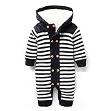 Cute Minorベビー服 女の子 新生児 長袖 カバーオール 男の子 ロンパース 冬 ベビー 着ぐるみ 赤ちゃん ベビースーツ ボーダー出産祝い 綿 (M, ネイビー)