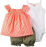 カーターズ carter's アパレル baby line 女の子 3点セット ロンパース トップス パンツ ホワイト ピンク カーキ 綿 121G403 【並行輸入品】 9ヶ月