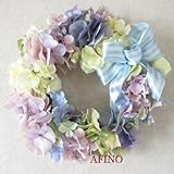 玄関ドア用フラワーリース（あじさい青・紫）高級造花