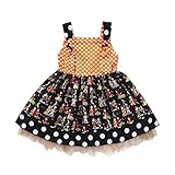 Hatop 幼児 ベビー 女の子 ノースリーブ ストラップ パンプキン リボン パーティードレス ハロウィン 服 ドレス 12-18 months Hatop-009