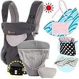 エルゴベビー抱っこ紐（ベルト付）/出産祝サマーセット （360クールエア/カーボングレー）クールエアインサート3III【正規品2年間保証-SG認定付】よだれパッド＋収納ポーチ＋ひんやりクールパット付