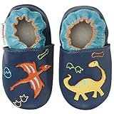 モモ ベビー 乳児/幼児用恐竜と化石デザイン ソフト ソール レザーシューズ ネイビー 0-6ヶ月/米国乳児用サイズ1-2.5 M (インポート)