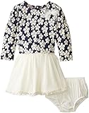 Nannetteベビー女の子花柄ニットとメッシュドレスwithレーストリム カラー: ブルー