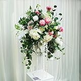 HY フラワースタンドアイアンアートの結婚式の小道具花瓶の装飾金色の白い花の鉢棚 (色 : 白, サイズ さいず : L20CM*H35CM)
