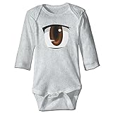 Sasa85 目 元気 イラスト 長袖ボディースーツ ベビー服 おくるみ 幼児 繋ぎ グレー 12 Months