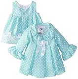 Baby-Girls Infant 3M-24M Aqua-Blue Bell Sleeve Jacquard Dot Dress/Coat Set (18M, Aqua) Color: Aqua S