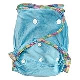 Natural Bamboo Velour Fitted One Size Cloth Diaper w/ 2 Inserts -Caribbean Blue by HappyEndings Eco 