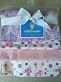 Tiddliwinks Butterfly Medallion Flowers Flannel 4pk Receiving Blankets by Tiddliwinks