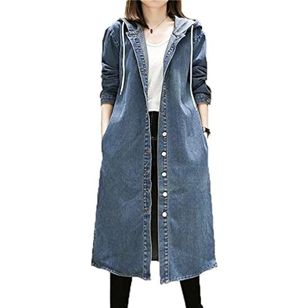 Amazon | [N-O] ブルー デニムコート ロングコート フード付き