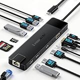 Lemorele ドッキングステーション hdmi 2つ LAN USB C ハブ13-in-1 Type C 4K デュアル HDMI 3画面拡張 MSTトリプル ディスプレイ ドック HDM i２ポート VGA、USB-C PD100W 、USB3.0*2＋USB2.0*2、3.5mmオーディオ音声、SD＆TFカードリーダー、RJ45(1Gbpsイーサネット)