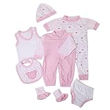 桜の顔 ベビー服 セット赤ちゃん服 新生児肌着８枚付き100％コットン手触りい 出産祝い (ピンク)