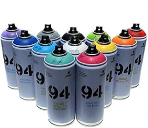 Amazon Mtn 94 スプレーペイント 400ml グレースケール 12色セット グラフィティ ストリートアート 壁画エアゾールペイント メインセット1 モンタナ 400ml マルチカラー スプレー塗料