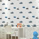 3D壁紙子供の部屋の壁紙の男の子の寝室不織布の漫画のカーステレオ鹿のカシミヤ ( Color : Silver )