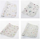 エルフ ベビー(Fairy Baby)赤ちゃん用6重ガーゼハンカチ ループ付きタオル よだれかけ 25*25cm 4枚セット(セット2)