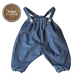 長ーく着られる☆サルエルパンツ　【日本製】　オールシーズンＯＫ　取外しできる肩紐付き♪ (インディゴ)