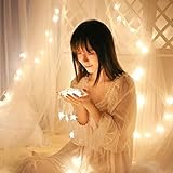 Ungfu Mall 50LED フェアリーライト 星型 電池式 ストリングライト　イルミネーションライト　結婚式・ホーム・庭園・パーティー ・クリスマス・卓上　飾り付け スター 電飾 (ウオームホワ