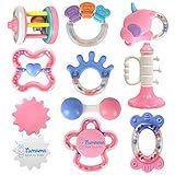 tumama 10pcs Baby Rattles Sensory Teether Rattleスピンリング、ボール、Shaker、Grasping Toy for Toddlers、幼児、新生児ベビ