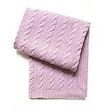 Esteffi Cable Knit Wool Blend Baby Blanket, Pink by Esteffi