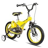 HAIZHEN マウンテンバイク キッズバイクすべての地形の男の子のバイク活気のある子供の自転車スタビライザートレーニングの車輪と括弧 新生児 (色 : Yellow -12 inch)