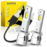 AUXITO h1 led ヘッドライト 爆光 車検対応 16個高輝度チップを搭載 5倍の明るさアップ h1 led ファン付き 6500k ホワイト 四重放熱デザイン led h1 バルブ 無極性 取り付け簡単 IP67防水レベル 50000使用寿命 DC9-18V 2個セット 販売者2年保証