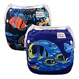 ALVABABY ベビー スイムパンツ 防水 スイム布 再利用可能 おむつ 水遊び用 水着 2枚セット SWD29-31-JP