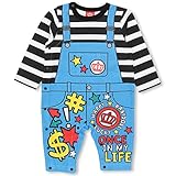 BABYDOLL（ベビードール） ボーダーサロペット風ロンパース 子供服 男の子 女の子 0166B 70cm ブラック