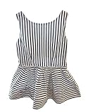 Ziweiba 夏 ガールズ 女の子 袖なし ワンピース 中空ドレス ベストドレス しま模様 (120)