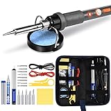 Holife はんだごてセット 半田ごて 10点セット 温度調節(220～480℃) 60W 110V 電子作業ツール 溶接工具 家庭修理 電気DIY用 収納ケース付き