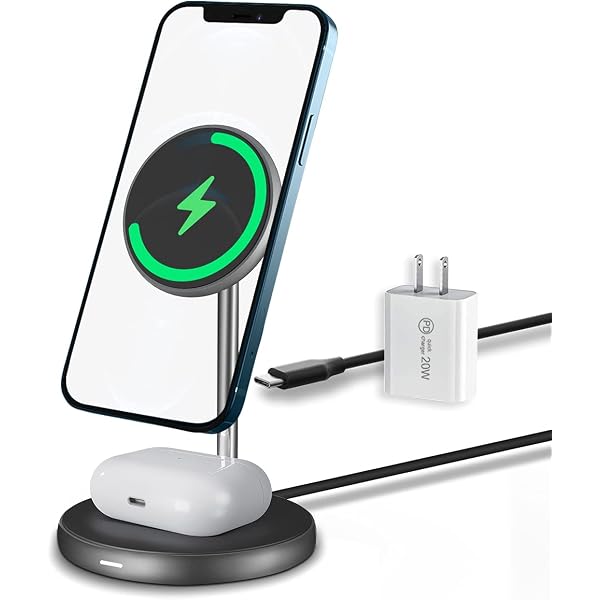 ROBOQi 2-in-1 Magnetic Wireless Charging Stand Wireless Charging Station  Dock Compatible with MagSafe Charger for iPhone 12/12 Mini/12 Pro/ 12 Pro  Max, Airpods Pro/2.: Chargers: Amazon.com.au