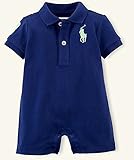 Ralph Lauren(ラルフ ローレン) ビッグ ポニー ショート ワンピース カバーオール(紺色)【月齢：9ヶ月】（並行輸入品） [並行輸入品]