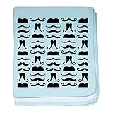 CafePress – 口ひげ印刷Baby Blanket – スーパーソフトベビー毛布、新生児おくるみ 標準 ブルー 071124952925CD2
