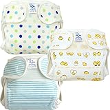 新生児用おむつカバー 3枚組 ボーダー・ドット・ひよこ柄 日本製 (50cm,男の子)