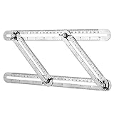 elfishjp 自由スコヤ マルチ定規 多機能 折り畳み式 ステンレス製 直尺 曲尺 分度規 多機能定規 DIYツール テンプレートツール 大工道具 職人 学生工具