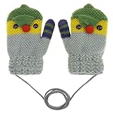 子供手袋 ニットグローブ アニマルカバー ニワトリ かわいい ミトン型 カラフル 指なし 裏地ボア あったか 防寒 紐付き ミトン手袋 スキーウエア 雪遊び おでかけ 通園 男の子 女の子 3-8歳 