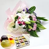 誕生日プレゼント 花 母親 祖母 銀座 千疋屋 ゼリーＢ ＆ ユリの花束（ピンク）
