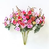 人工シルクローズ1 Bunch 21花シルクローズフラワーシルクBouquetsデコレーションロマンチックローズフラワーウェディング用シルク植物花テーブル装飾ホーム装飾シルク花 Length:11.5