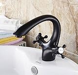 Solid Brass Bathroom Sink Faucet Traditional Style Cross Handle Bathroom Faucet Black Color Z6558047