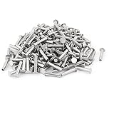 uxcell　半管リベット　アルミニウム素材　M4 x 20mm　フラットヘッド　シルバートーン　00枚入り