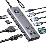 ORICO ドッキングステーション TYPE C 10Gbps USB ハブ Cタイプ 10-in-1 USB C ハブ 4K@60Hz HDMI、3×USB 3.2 10G、USB 3.0、PD 100W、SD/TF カード リーダー、ギガビット イーサネット、Dell/Surface/HP/Lenovoノートパソコン用オーディオ CX10-10P