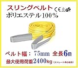 ベルトスリング 75mm巾 × 6m ポリエステルスリングベルト 246223-01