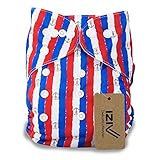 iZiv新生児1厚いおむつ付きオーガニック幼児防水/調整/再利用可能/洗えるポケット布おむつのフィット赤ちゃん0.5-3歳（ストライプ）