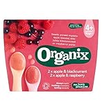 Organix Apple & Blackcurrant and Apple & Raspberry 4+ Months Stage 1 4 x 100g (Pack of 2) - Organixア